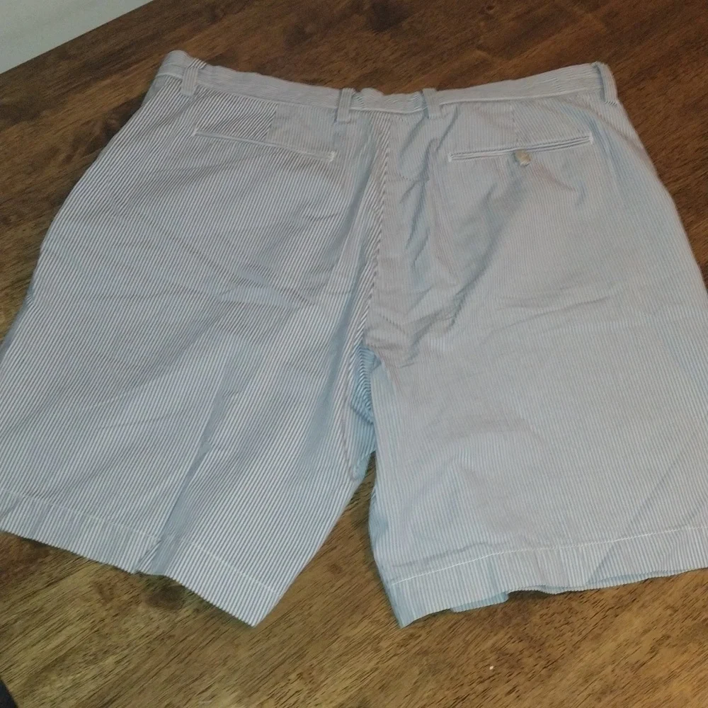 Banana Republic Shorts Gray Blue White Emerson Striped Seersucker Cotton 36